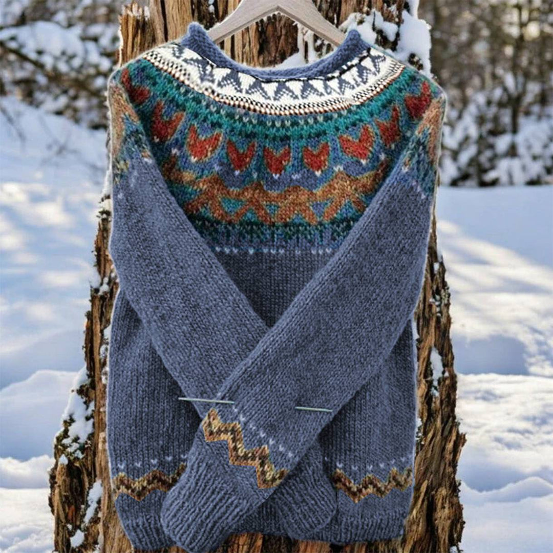 Ivana - Vintage Jacquard Crew Neck Sweater
